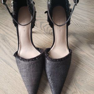 Zara Black Rattan Heels size 37/6.5